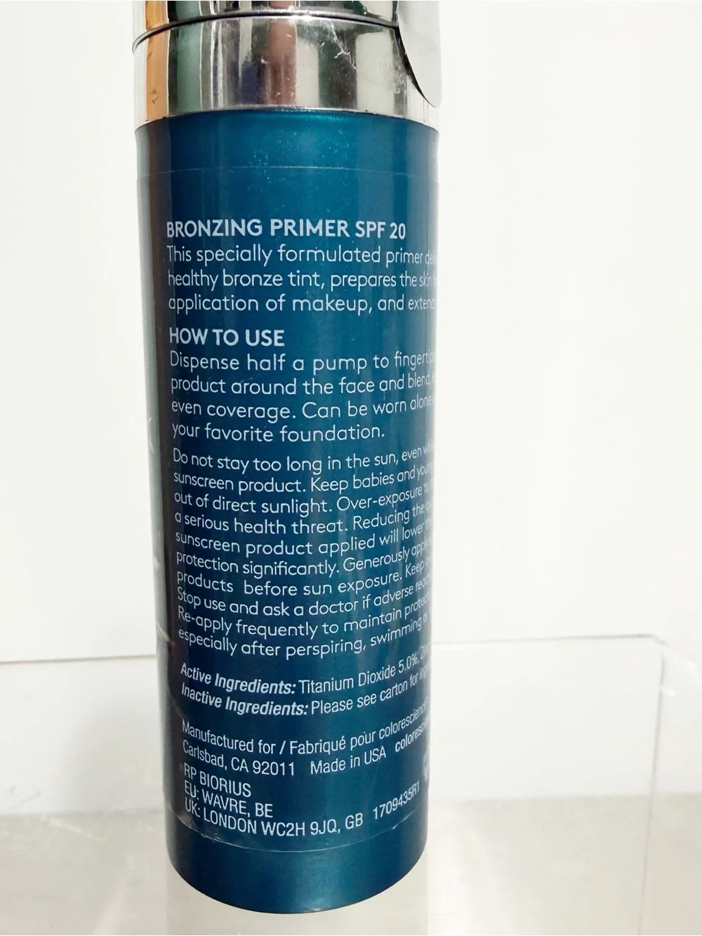COLORESCIENCE Bronzing Primer SPF 20 ~ Prime, Bronze, Protect ~ 1 oz